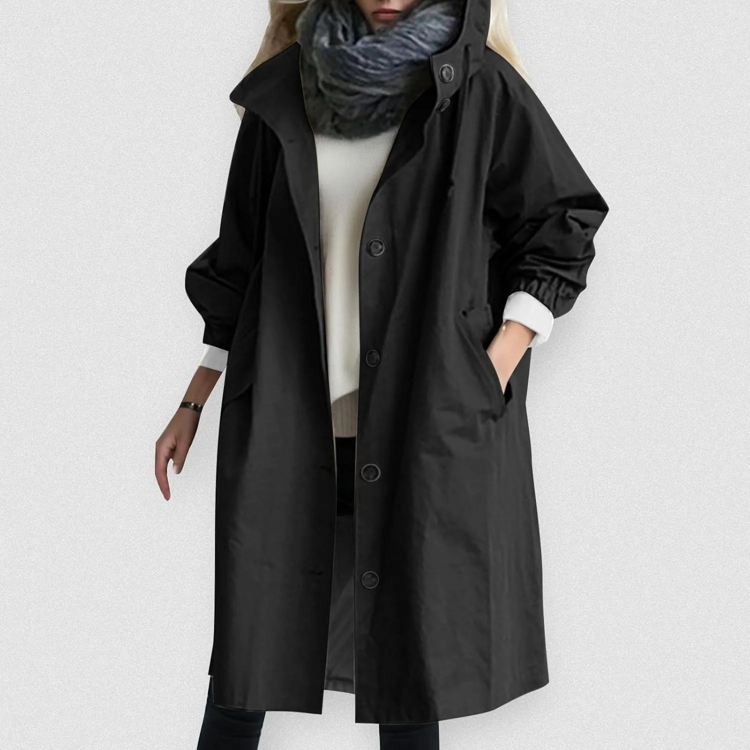 PeQAQ Women's Trench Coat Long Double-Breasted Fall Fashion Windbreaker Jackets 2023 Classic Lapel Slim Overcoat Outerwear