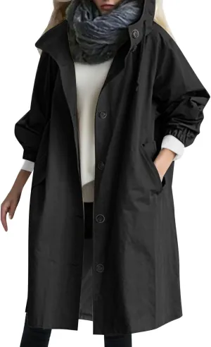 PeQAQ Women's Trench Coat Long Double-Breasted Fall Fashion Windbreaker Jackets 2023 Classic Lapel Slim Overcoat Outerwear
