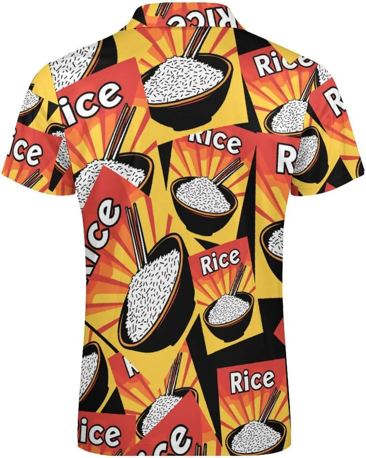 Rice Trendy Polo Shirts for Men Short Sleeve Lapel Collar Zipper T-Shirts Outdoor Sports