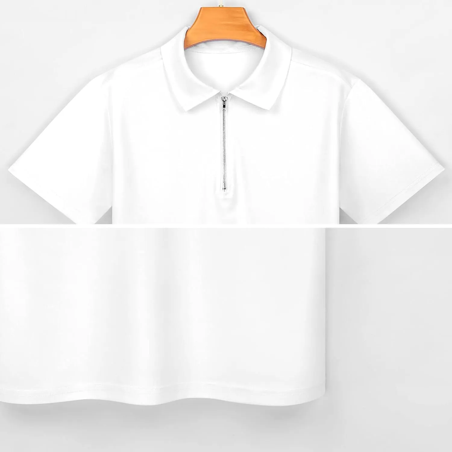 Rice Trendy Polo Shirts for Men Short Sleeve Lapel Collar Zipper T-Shirts Outdoor Sports