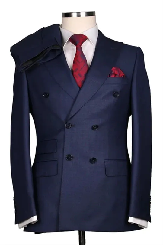 Suzhoufashion Aaron Blue Double Breasted Close Fitting Formal Men Suits