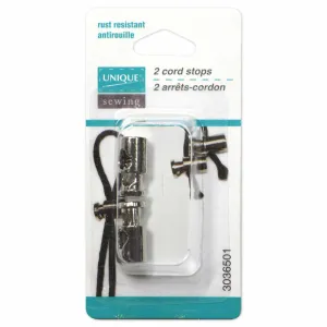 UNIQUE SEWING Metal Cord Stops - Silver - 2 pcs