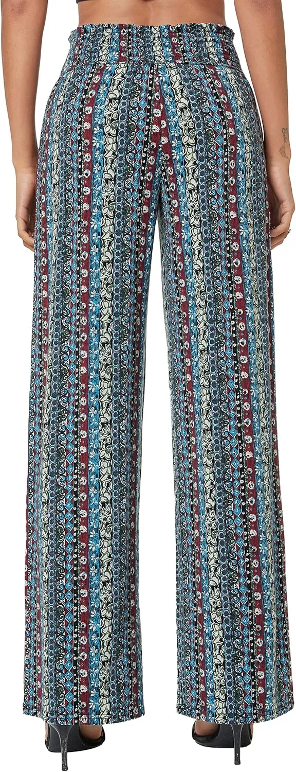 Urban CoCo Women's Boho Palazzo Pants Wide Leg Beach Pants High Waisted Lounge Pants with Pockets