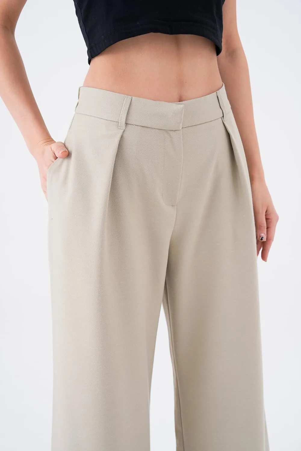 Wide Leg Work Pants Womens Elastic High Waisted Casual Office Dress Pants Trousers with Pocket Normal and Plus Size Slacks