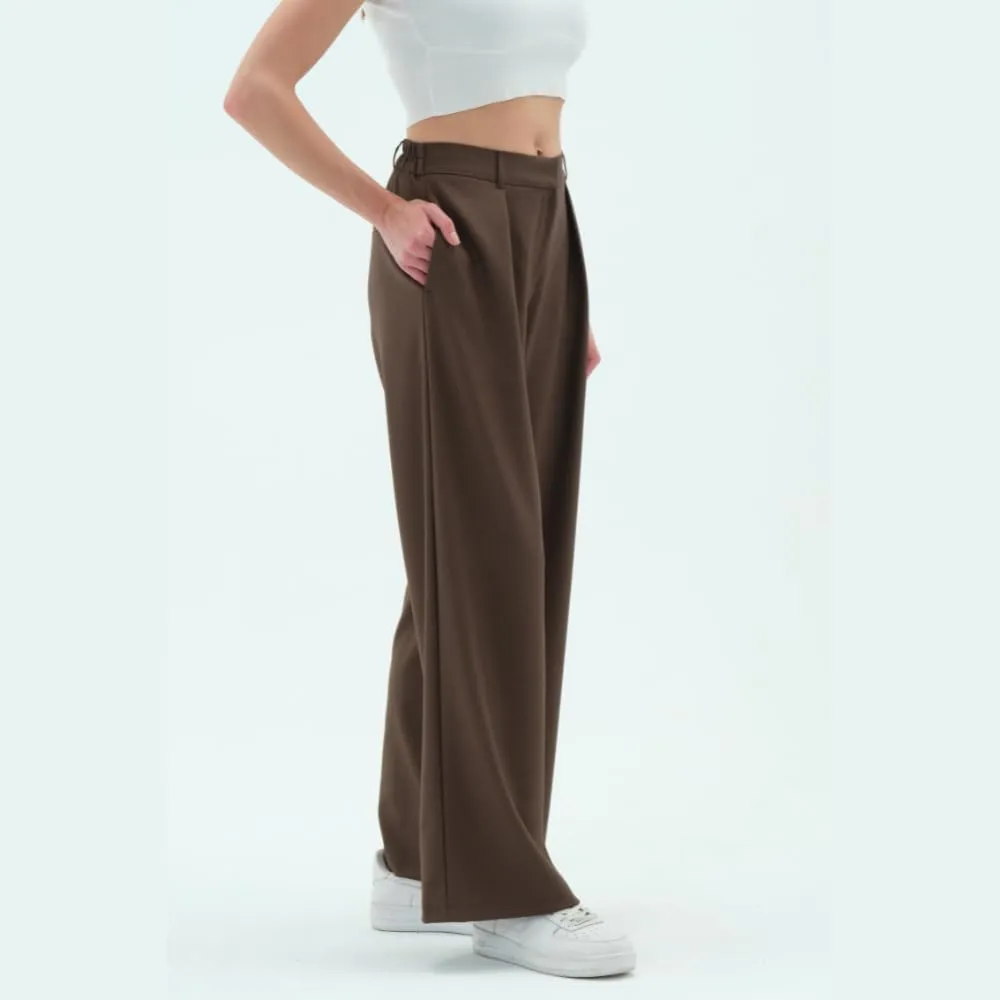Wide Leg Work Pants Womens Elastic High Waisted Casual Office Dress Pants Trousers with Pocket Normal and Plus Size Slacks