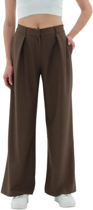 Wide Leg Work Pants Womens Elastic High Waisted Casual Office Dress Pants Trousers with Pocket Normal and Plus Size Slacks