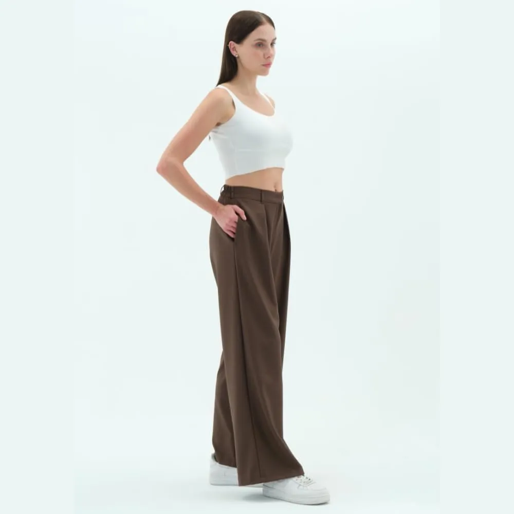 Wide Leg Work Pants Womens Elastic High Waisted Casual Office Dress Pants Trousers with Pocket Normal and Plus Size Slacks