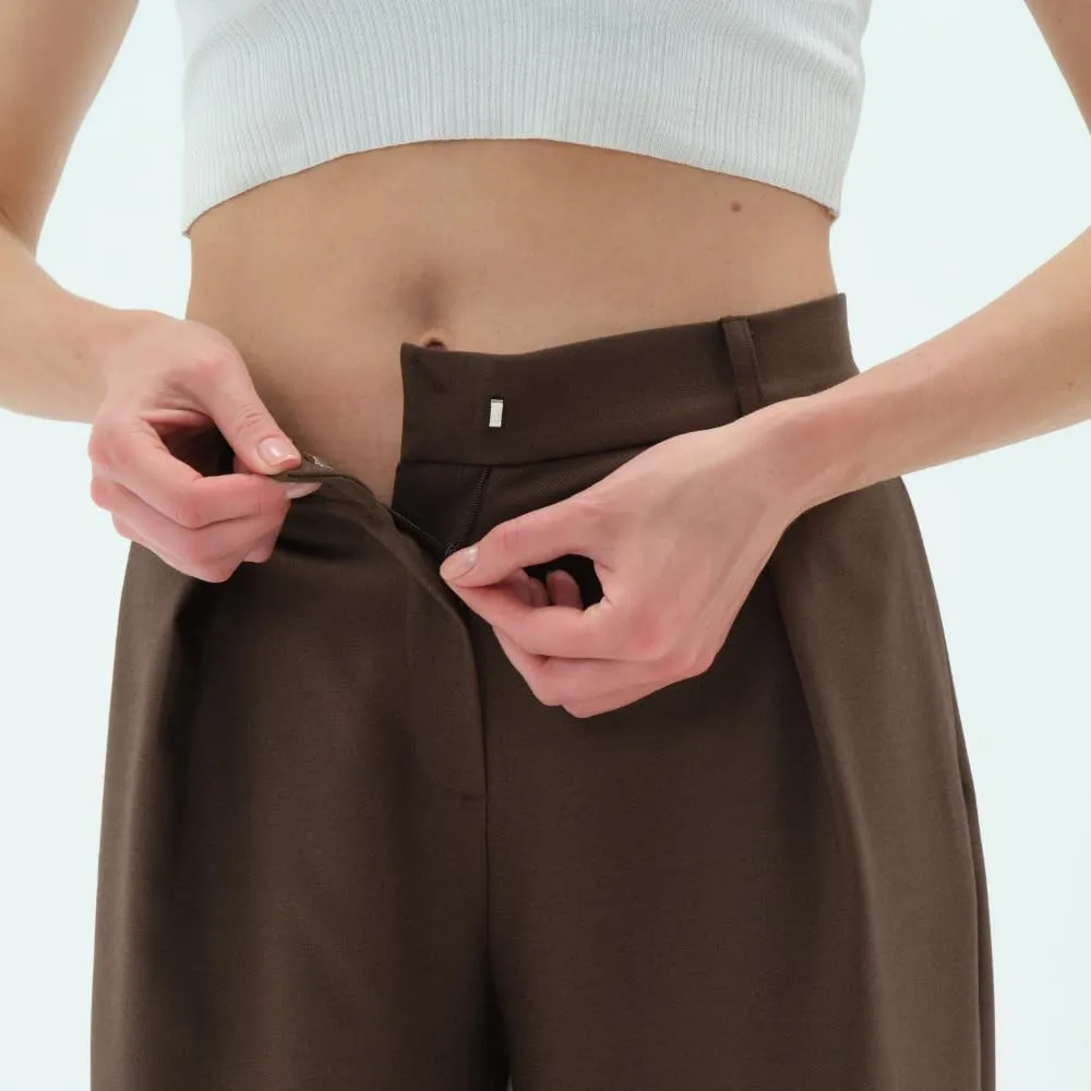 Wide Leg Work Pants Womens Elastic High Waisted Casual Office Dress Pants Trousers with Pocket Normal and Plus Size Slacks