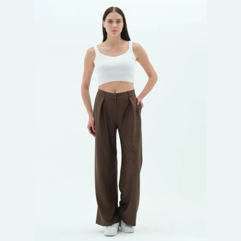 Wide Leg Work Pants Womens Elastic High Waisted Casual Office Dress Pants Trousers with Pocket Normal and Plus Size Slacks