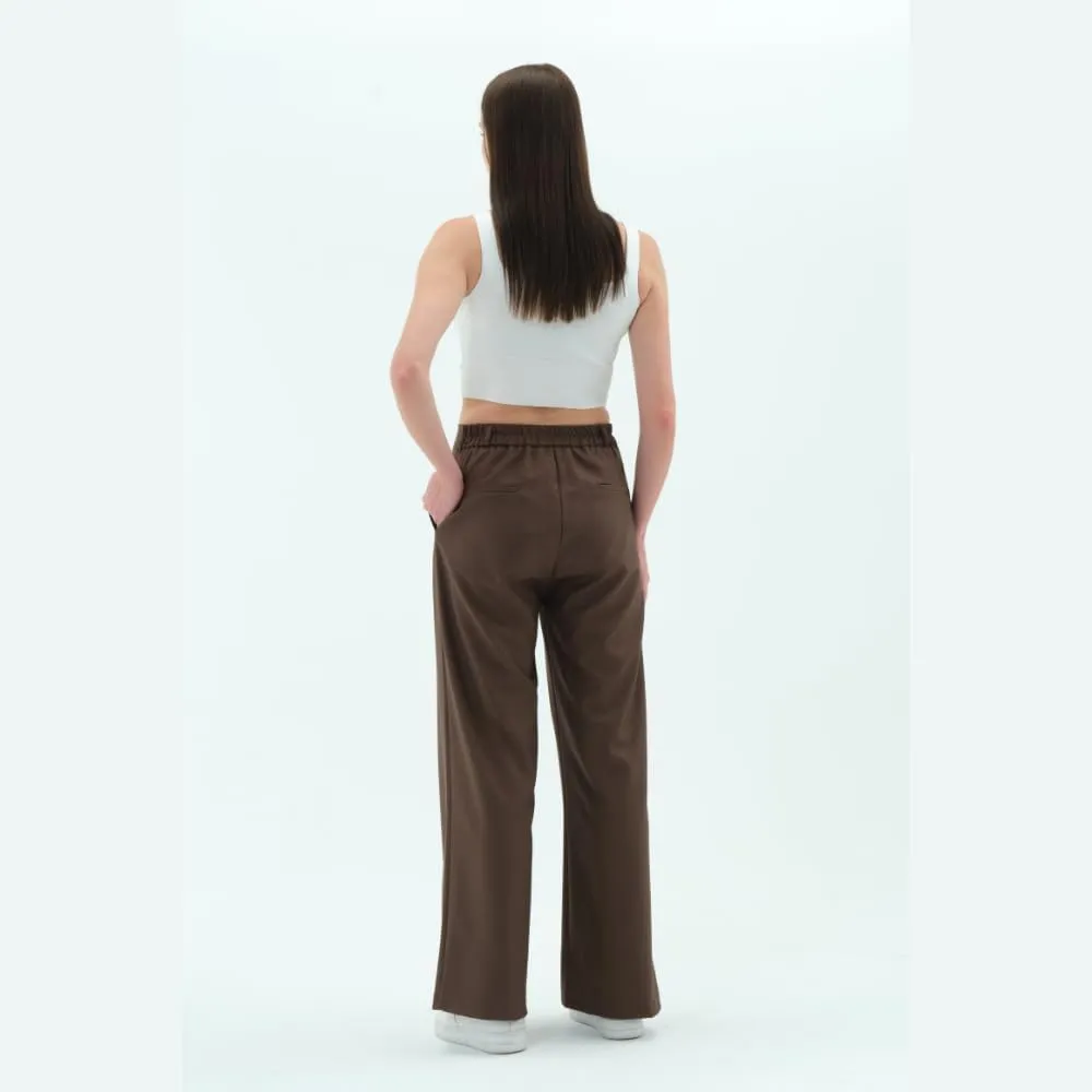 Wide Leg Work Pants Womens Elastic High Waisted Casual Office Dress Pants Trousers with Pocket Normal and Plus Size Slacks