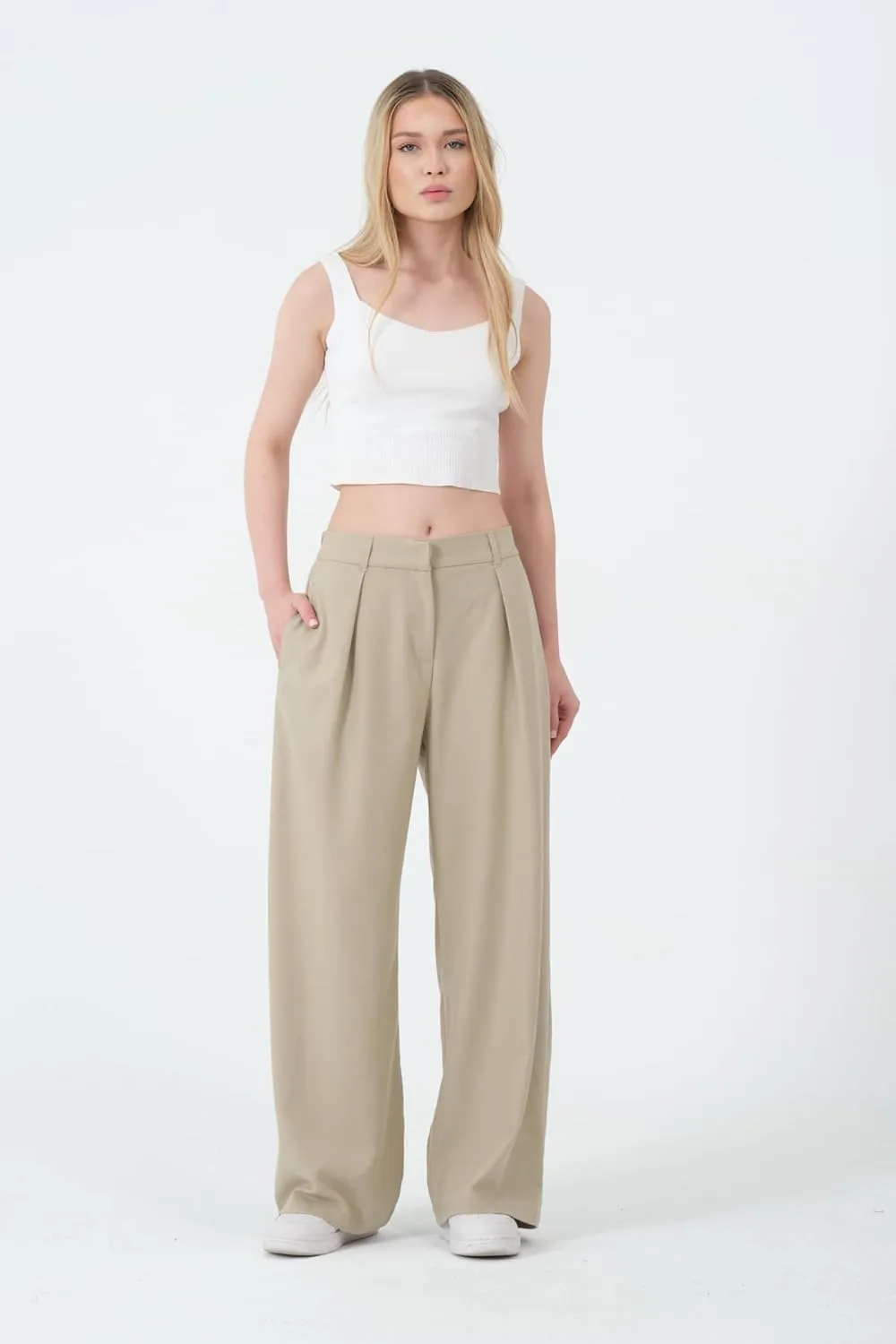 Wide Leg Work Pants Womens Elastic High Waisted Casual Office Dress Pants Trousers with Pocket Normal and Plus Size Slacks
