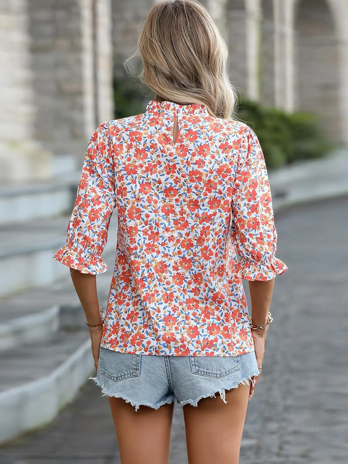 Women's Floral Blouses Dressy Casual Summer Boho Tops Trendy Business Casual Outfits Shirts