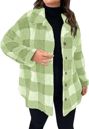 Womens Fuzzy Fleece Hooded Jackets Button Down Sherpa Coats Casual Winter Warm Outwear Sweaters with Pockets